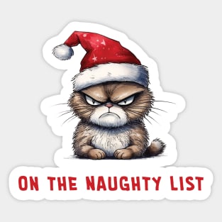 On the Naughty List, Misbehaving Holiday Cat Sticker